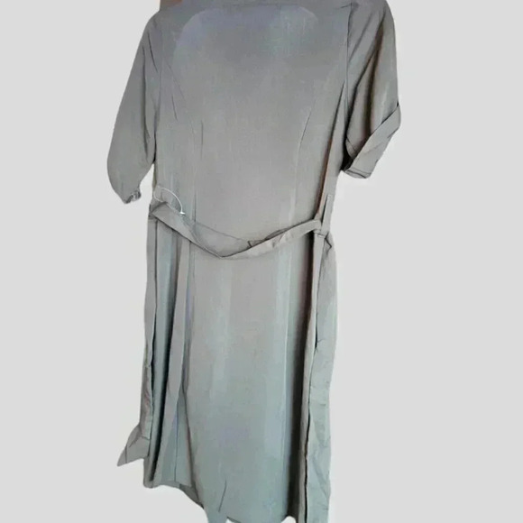 Classic Green/Kakhi Double Breasted Dress with self belt med wt fabric - Picture 2 of 10